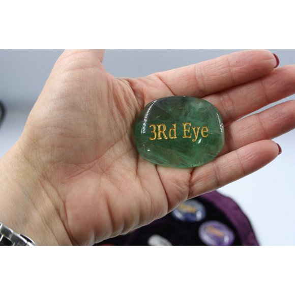 Set of 7 Chakra Stone Palm Stone with Pouch | Seven Chakra Stone Set | Chakra Se - Picture 3 of 15